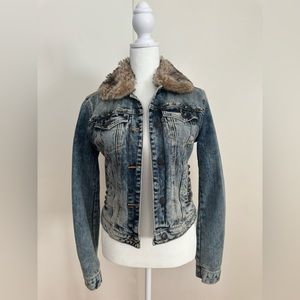 ✨Zara✨Denim Fur Jacket Size S